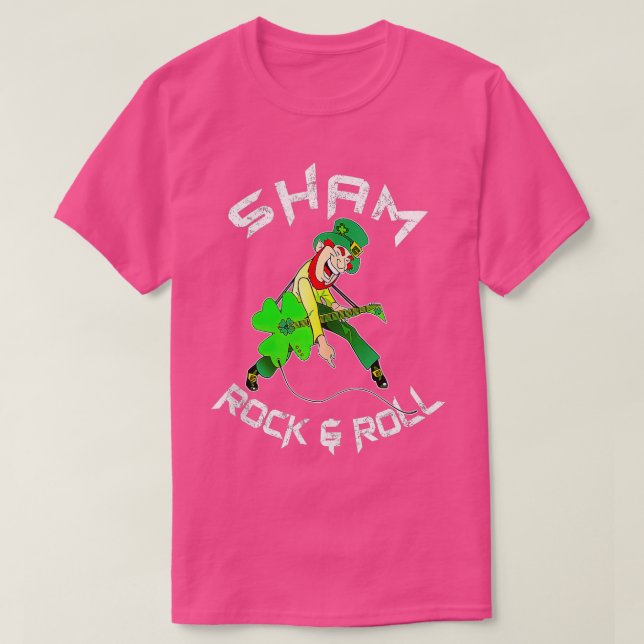 Camiseta Sham Rock And Roll Shamrock Guitar Rua (Frente do Design)