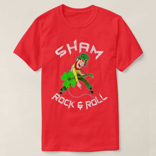 Camiseta Sham Rock And Roll Shamrock Guitar Rua (Frente do Design)