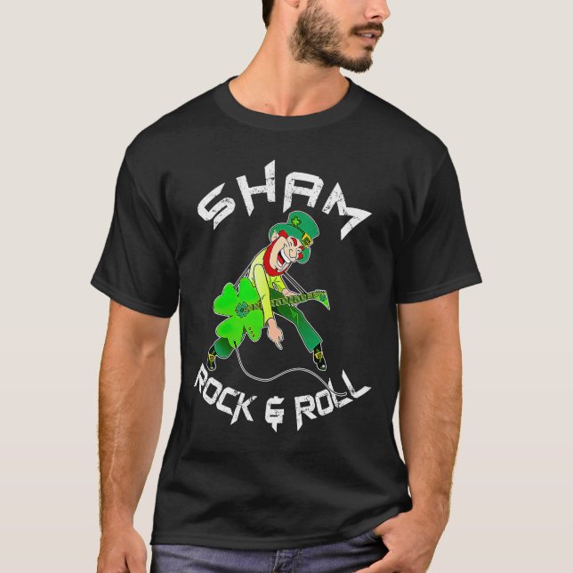 Camiseta Sham Rock And Roll Shamrock Guitar Rua (Frente)