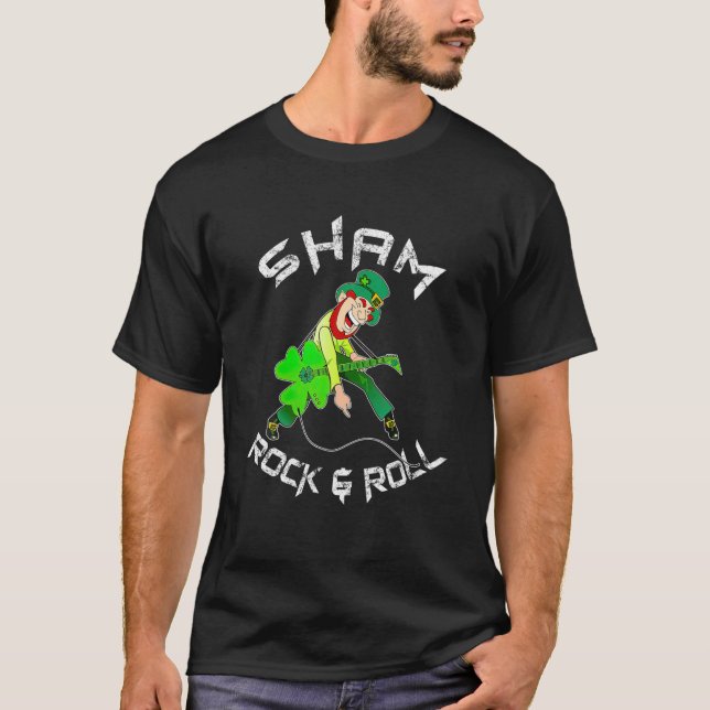 Camiseta Sham Rock And Roll Shamrock Guitar Rua (Frente)