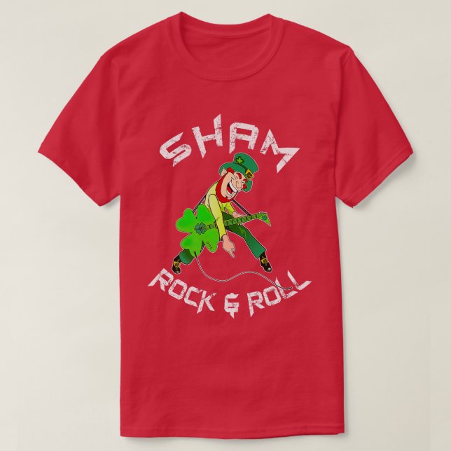 Camiseta Sham Rock And Roll Shamrock Guitar Rua (Frente do Design)