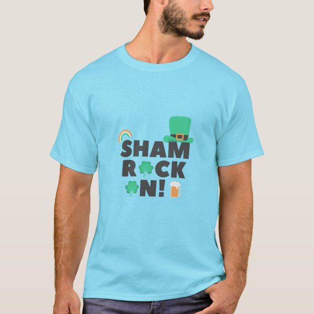 CAMISETA "SHAM ROCK N! "T-SHIRT DOS HOMENS (Frente)