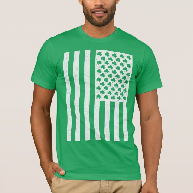Camiseta Shamrock American Flag Dias de São Patrícios Shirt (Frente)