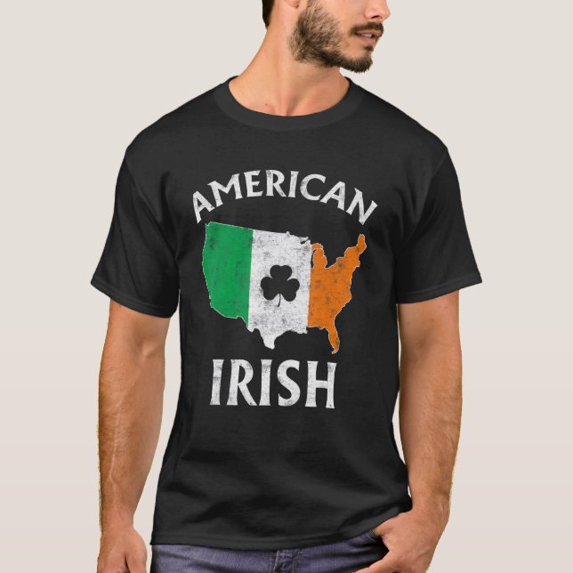 Camiseta Shamrock American Flag St Patrick's Day Irish Prid (Frente)