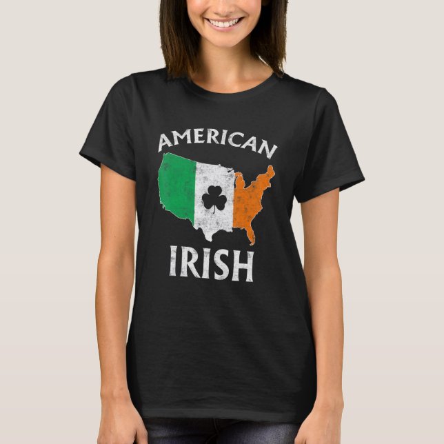 Camiseta Shamrock American Flag St Patrick's Day Irish Prid (Frente)