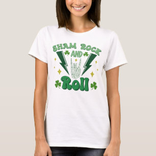 Camiseta Shamrock and Roll Dia de São Patrício