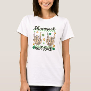 Camiseta Shamrock and Roll Hand Skeleton