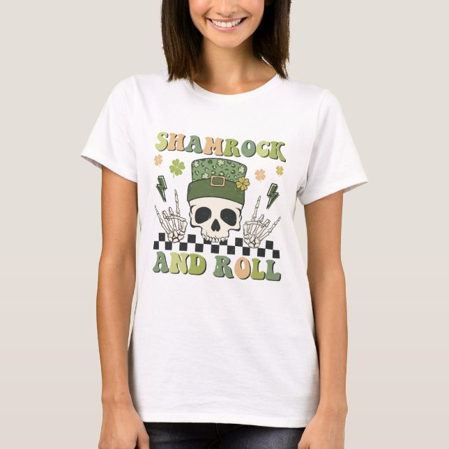 Camiseta Shamrock and Roll - Skeleton Clover (Frente)