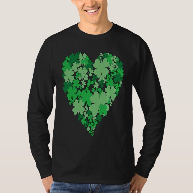 Camiseta Shamrock Big Heart St Patrick's Day Cute Irish (Frente)