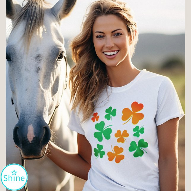 Camiseta Shamrock Clover Green Orange Irish Dia de São Patr (Criador carregado)