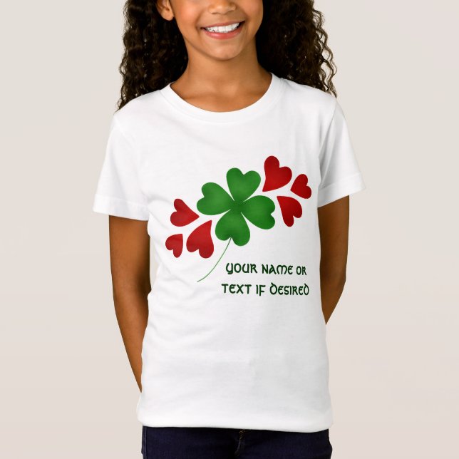 Camiseta Shamrock com corações crianças (Frente)