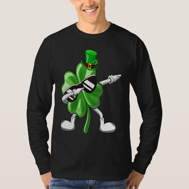 Camiseta Shamrock Dabbing For Boys Kids Adult St Patrick's  (Frente)