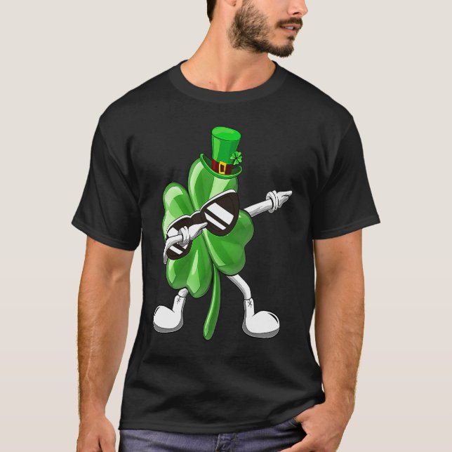 Camiseta Shamrock Dabbing For Boys Kids Adult St Patrick's  (Frente)