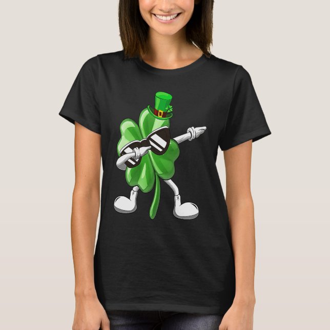Camiseta Shamrock Dabbing For Boys Kids Adult St Patrick's  (Frente)