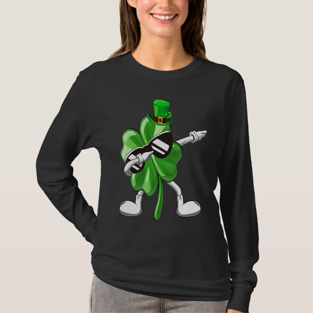 Camiseta Shamrock Dabbing For Boys Kids Adult St Patrick's  (Frente)