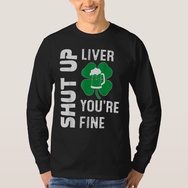 Camiseta Shamrock Dark Beer Bebendo Saint Patricks Cala-te (Frente)