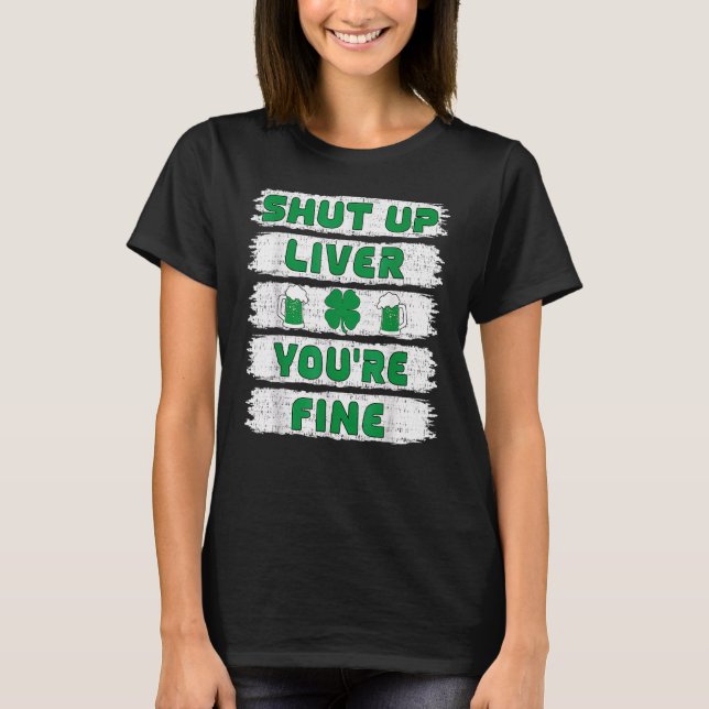 Camiseta Shamrock Dark Beer Bebendo Saint Patricks Cala-te (Frente)