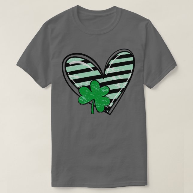 Camiseta Shamrock do coração de Dia de São Patrício (Frente do Design)