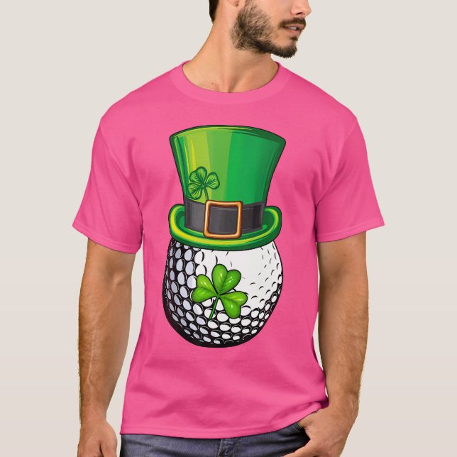 Camiseta Shamrock Golf Dia de São Patrício Boy Ball Leprech (Frente)