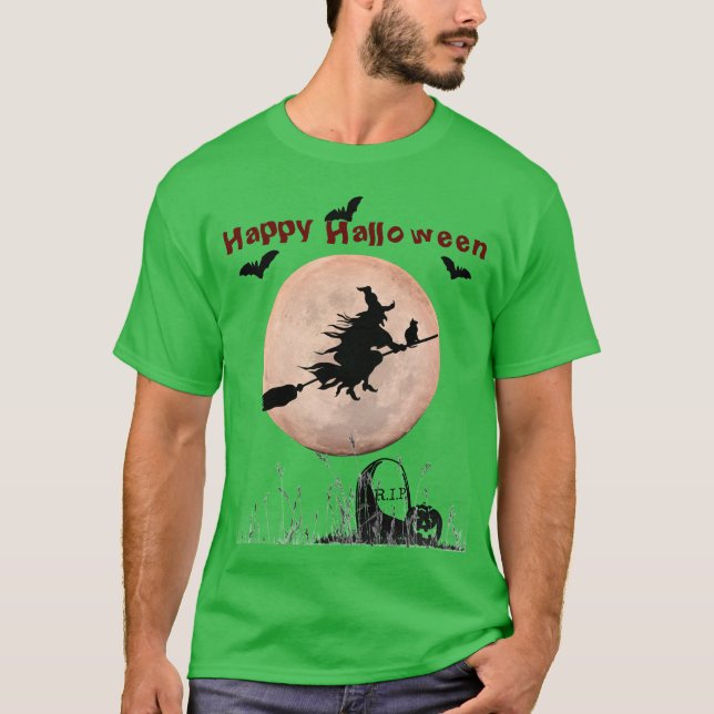 Camiseta Shamrock Green Halloween Witch (Frente)