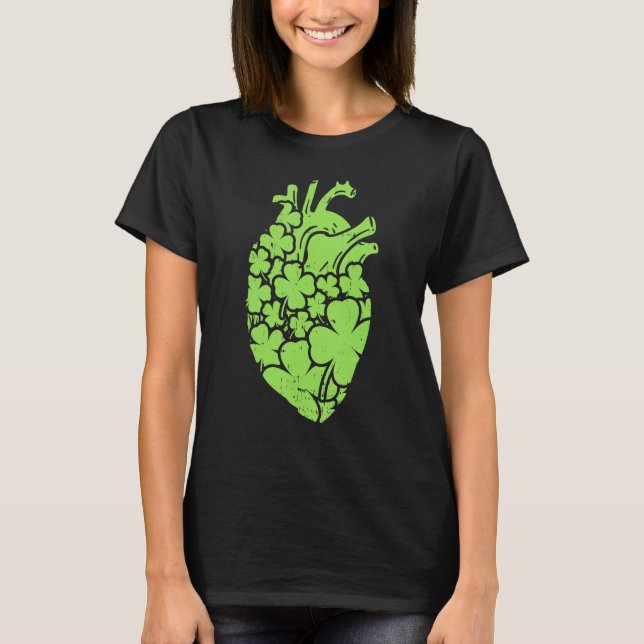 Camiseta Shamrock Hear Cardiac Nurse St Patricks Day Anatom (Frente)