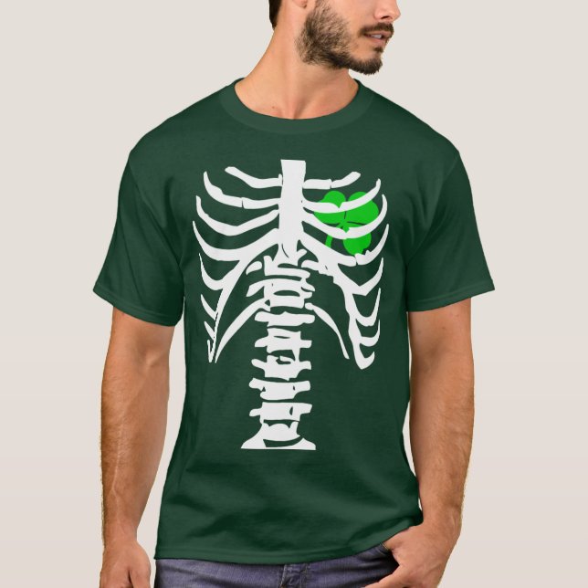 Camiseta Shamrock irlandês de raios X do Chest com Bones St (Frente)