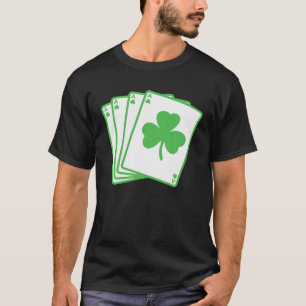 Camiseta Shamrock irlandês tocando cartões Ruas engraçad