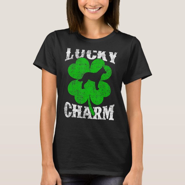 Camiseta Shamrock Leaf Lucky Charm Blue Heeler Dog St Patri (Frente)