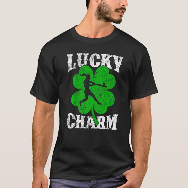 Camiseta Shamrock Leaf Lucky Charm Softball Rua Patri (Frente)