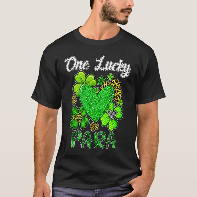 Camiseta Shamrock Leopard Plaid One Lucky Para St Patricks  (Frente)