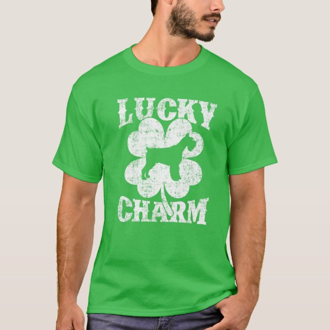 Camiseta Shamrock Lucky Charm Giant Schnauzer Rua Cachorro  (Frente)