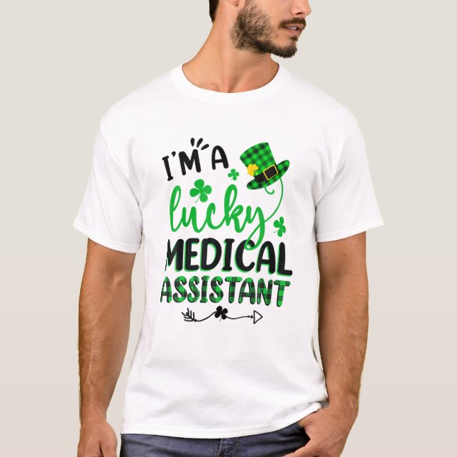 Camiseta Shamrock Lucky Medical Assistant St Patricks Day (Frente)