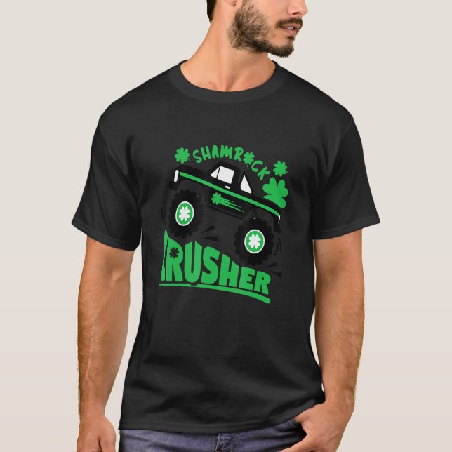 Camiseta Shamrock Monster Truck Shamrock CrushRua Patrick (Frente)