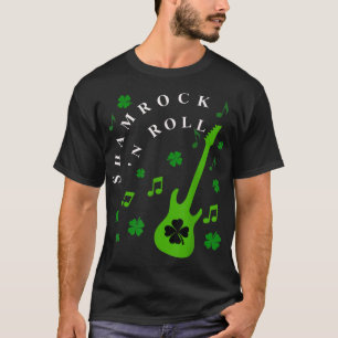 Camiseta SHAMROCK N ROLL Dia de São Patrício Música irlande