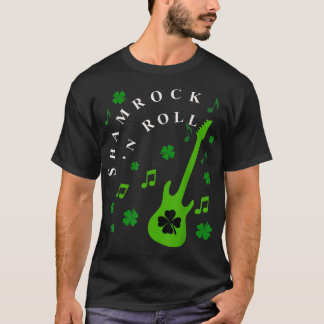 Camiseta SHAMROCK N ROLL Dia de São Patrício Música irlande
