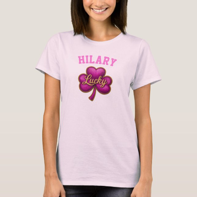 Camiseta Shamrock Name Front and Back St Patrick's Day ☘  (Frente)
