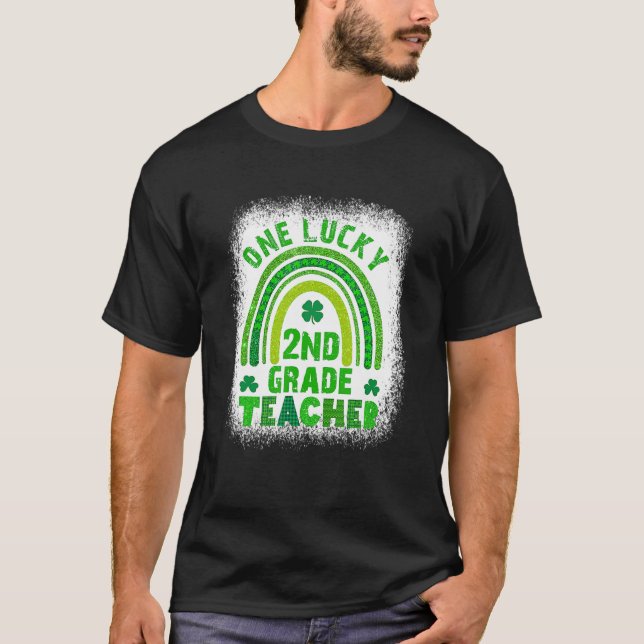 Camiseta Shamrock One Lucky Teacher Dia de São Patrício Ble (Frente)