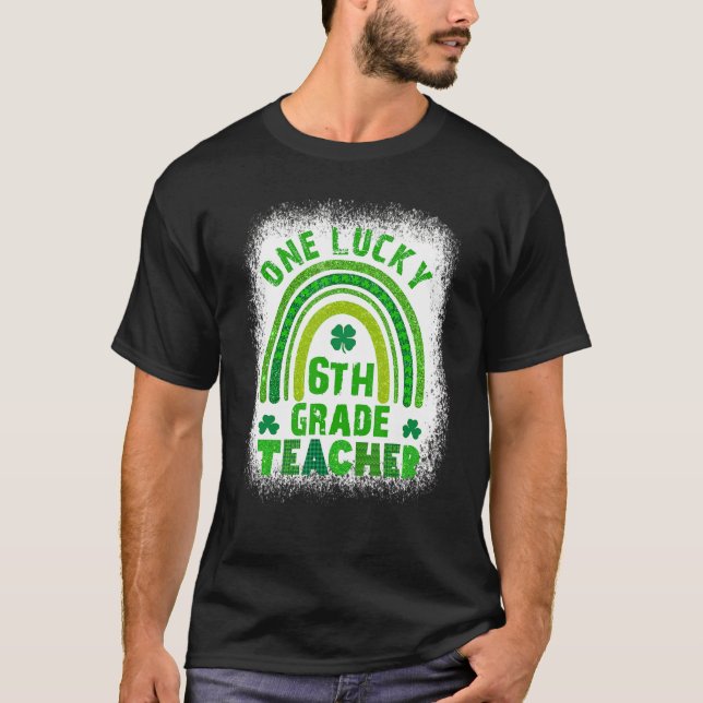 Camiseta Shamrock One Lucky Teacher Dia de São Patrício fem (Frente)