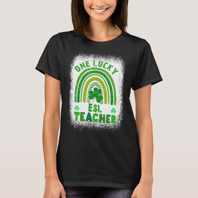 Camiseta Shamrock One Lucky Teacher Dia de São Patrício fem (Frente)