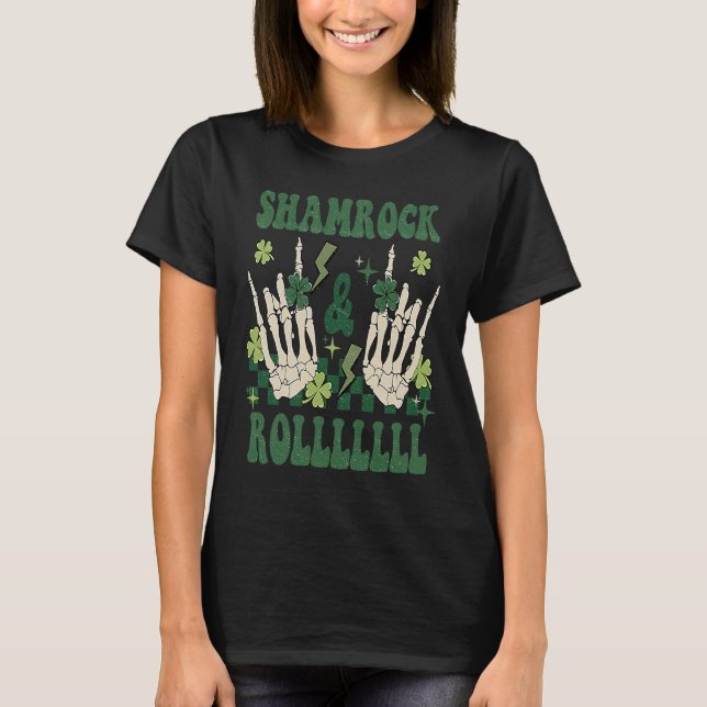 Camiseta SHAMROCK & ROLLLLLL Heavy Metal Punk Rock St Patri (Frente)