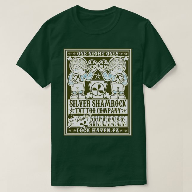 Camiseta Shamrock Showdown F da Companhia de Tatuagem Silve (Frente do Design)