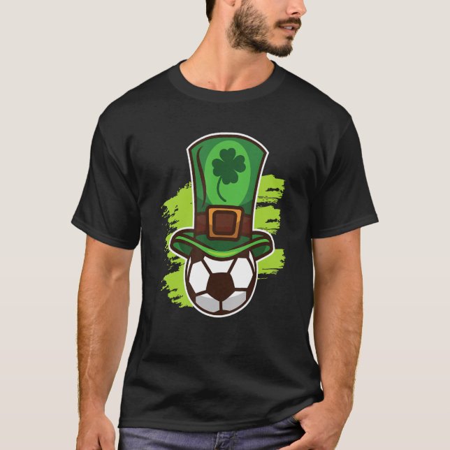 Camiseta Shamrock Soccer Ball Dia de São Patrício Irlandês  (Frente)