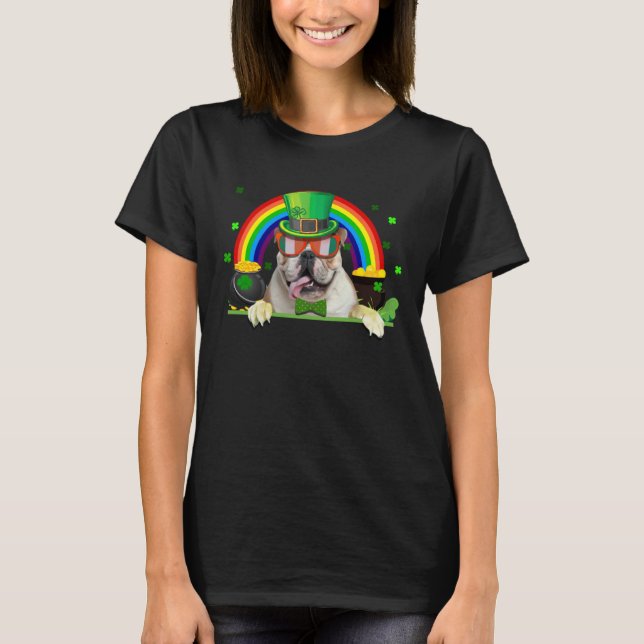 Camiseta Shamrock St Patrick s Day French Bulldog Leprechau (Frente)