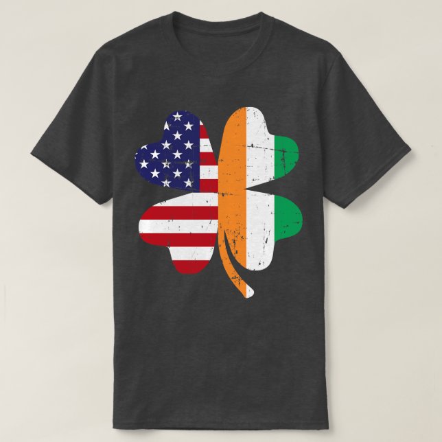 Camiseta Shamrock USA - Dia de São Patrício na Irlanda (Frente do Design)