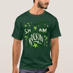 Camiseta Shamrockin Drums Irish Rock Drumm Dia de São Patrí