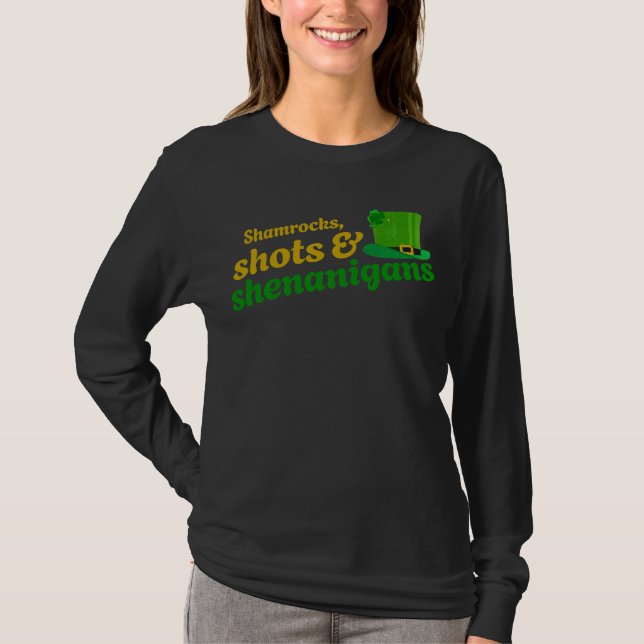 Camiseta Shamrocks, Shots e Shenanigans (Frente)