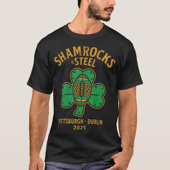 Camiseta Shamrocks & Steel: Pittsburgh x Dublin 2025 (Frente)