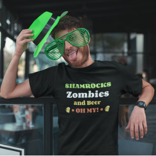 Camiseta Shamrocks, Zombies, e Beer Oh Meu Deus! Rua do Pat