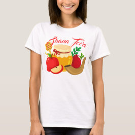 Camiseta Shana Tova com Maçãs, Mel, Pomegranato