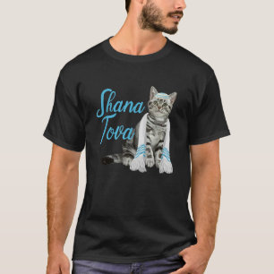 Camiseta Shana Tova Rosh Hashanah Gato Judaico Ano Novo Fes